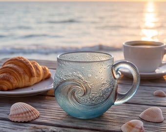 Ocean Wave Mug, Coastal Coffee Cup, Beach Lover Gift, Seaside Kitchen Drinkware, Nautical Home Decor Mug