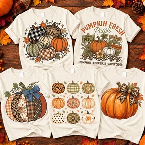 Fall Pumpkin PNG Bundle, Autumn Sublimation Designs, Coquette Bow Leopard Plaid Pumpkin Shirt, Thanksgiving Png, Pumpkin Spice png