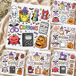 Tillbaka till skolan Halloween PNG, läskiga lärarskolmaterial, söt spökklassrumsskjortadesign, höstlärare sublimering, digital nedladdning