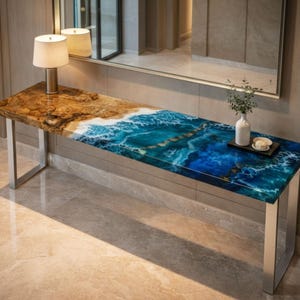 Epoxy Resin Console Table, Handmade Resin Entryway Table, Modern Luxury Furniture, Custom Console Table, Unique Home Decor