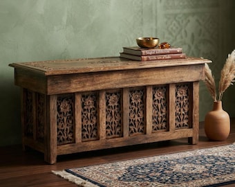 Solid Wood Coffee Table, Rustic Foldable Center Table with Magazine Storage, Burnt Antique Finish