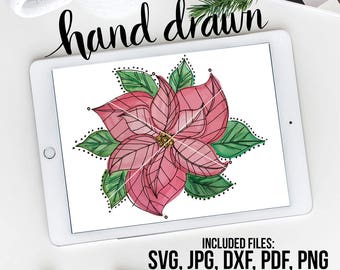 Poinsettia SVG, Watercolor Vector, Christmas Vector, Watercolor Floral, Christmas Clipart, Poinsettia Clipart, Holiday Clipart