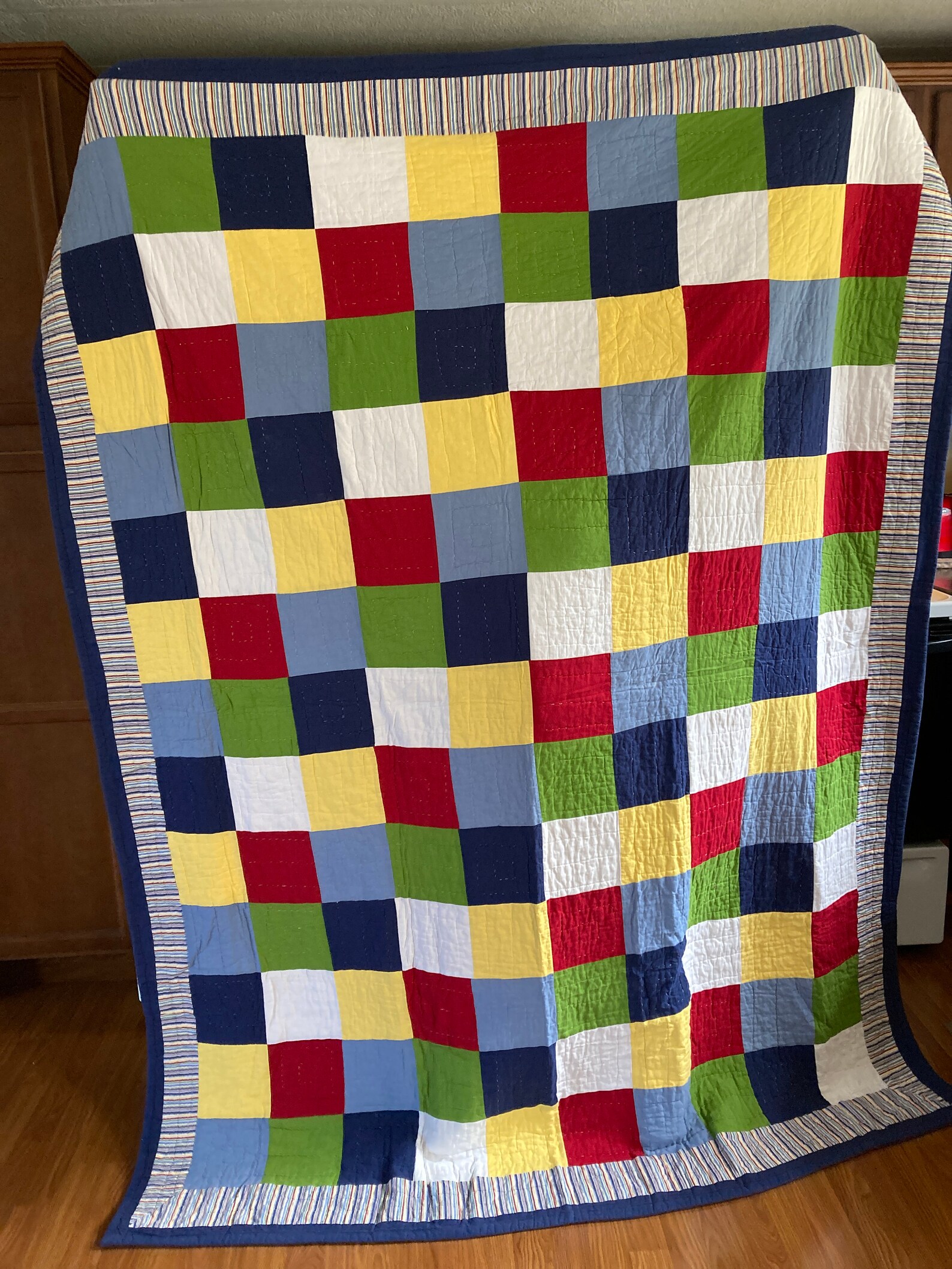 Vintage Hand Quilted Quilt two Sided 70 X 90 Etsy