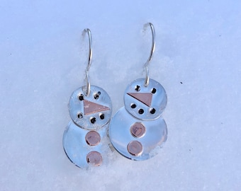 Snowman Earrings, Sterling Silver, Cutest Snowmen Ever!!!, Winter Earrings, Holiday Earrings, Snow Earrings, Frosty Earrings, Snowman Lover