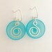 Sterling Silver and Aqua Sea Glass Earrings, round with swirl