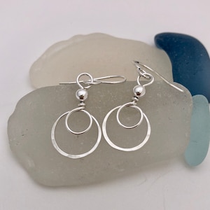 Handmade Sterling Silver Double Loop Earrings, Classic Design