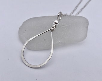 Hammered Sterling Silver Tear Drop Necklace/Pendant/Charm, Sea Drop, Everyday Charming Necklace, Gift for Mother, Friend, Sister, Daughter