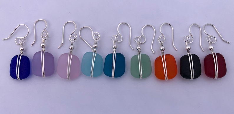 Light Purple Beach Glass Gift for Mother Wire Wrapped Friend Sterling Silver /& Purple Sea Glass Earrings Light Weight Dangle Birthday