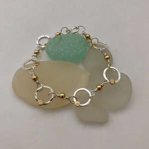 Silver and Gold Circles & Dots Bracelet, Sterling Silver, 14K Gold Filled, Fun and Elegant, Two-Toned, Handmade in Maine, Gift for Loved One