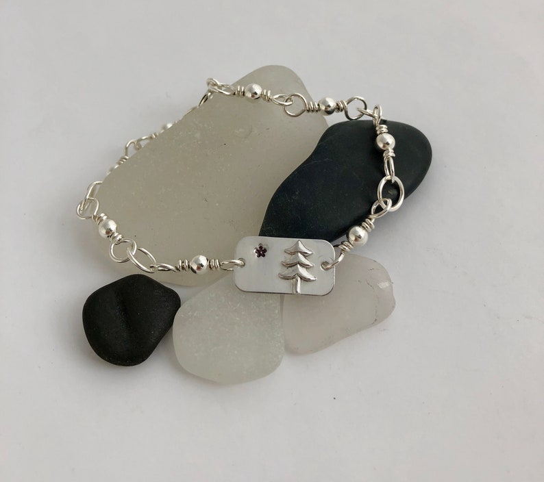 Sterling Silver 1901 Maine State Flag Bracelet Mainer/'s Love Lone Pine Tree and Star Maine/'s First Flag Simple yet Elegant Maine Pride