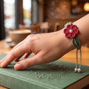 Flower Bracelet Crochet Pattern, Boho Beaded Jewelry Tutorial, Easy Handmade Bracelet Gift Guide PDF (Digital Download)