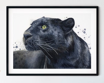 Black Jaguar Painting, Panther Print, Black Panther Art Print, Big Cats Print, Big Cats Art, Wild Animal Painting, Jungle Art Print