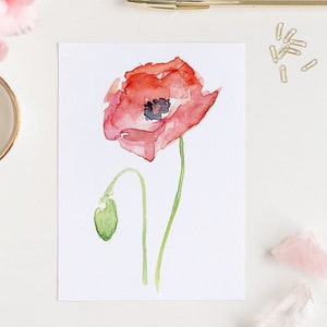 Poppy Wall Art, Poppy Print, Red Poppy Watercolor, Red Poppy Flower, Abstract Art Print of Watercolor Painting, Plants, Nature, Poppies