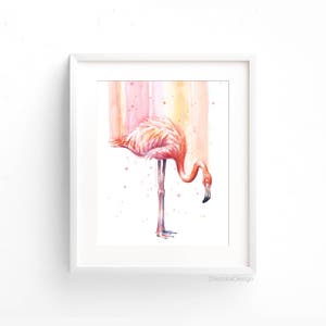 Flamingo Watercolor, Flamingo Print, Flamingo Wall Art, Pink Flamingo, Tropical Bird, Flamingo Decor, Giclee Art Print, Flamingo Artwork