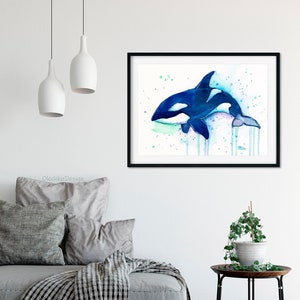 Killer Whale Orca Watercolor Art Print, Whale Art, Whale Painting, Orca Art, Sea Creatures, Nursery Art Print, Orca Painting, Whale Wall Art image 4