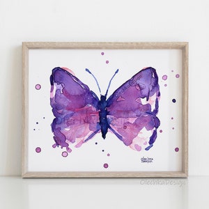 Butterfly Art, Butterfly Watercolor Painting, Abstract Butterfly, Purple Butterfly, Watercolor Art Print, Butterfly Print, Butterfly Art image 1