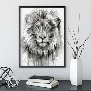 Lion Art, Lion Art Print, Lion Wall Art, Jungle Animal, Safari Animal Art, Nursery Wall Art, Lion Painting, Lion Watercolor, Giclee Print