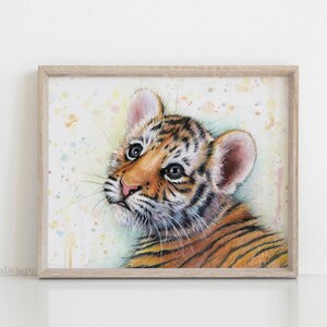 Tiger Art Print, Tiger Wall Art, Baby Tiger Watercolor Painting, Baby Boy Nursery, Baby Girl Nursery, Jungle Animal, Baby Tiger, Baby Animal
