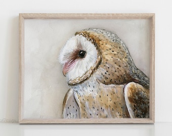 Owl Print, Owl Wall Art, Barn Owl Watercolor,  Owl Art Print, Barn Owl, Wildlife Art, Animal Illustration, Forest Creatures, Owls