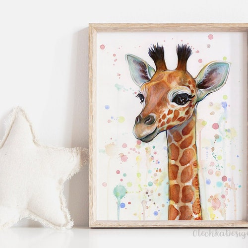 Forest Friends Zoo Giraffe Full Colour Unisex Kids Room Wall Art Poster Print 