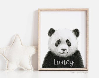 Personalized Baby Gift, Personalized Print, Personalized Gift, Baby Name Print, Panda Print, Panda Watercolor, Nursery Wall Art, Baby Panda