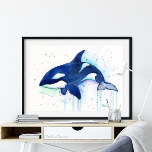 Killer Whale Orca Watercolor Art Print, Whale Art, Whale Painting, Orca Art, Sea Creatures, Nursery Art Print, Orca Painting, Whale Wall Art image 3