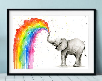 Elephant Watercolor, Baby Elephant Art, Elephant Wall Art, Elephant Gifts, Nursery Wall Art, Animal Watercolor, Elephant Print, Animal Art