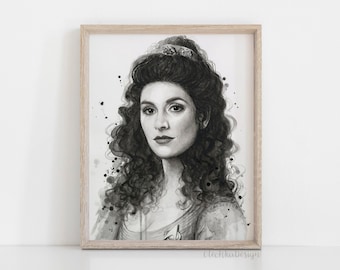 Deanna Troi Watercolor Portrait, Sci-Fi Art Print