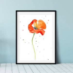 Poppy Gifts, Red Poppy Watercolor Art Print, Poppy Wall Art, Floral Print, Poppy Illustration, Watercolor Poppy Print, Abstract Poppy