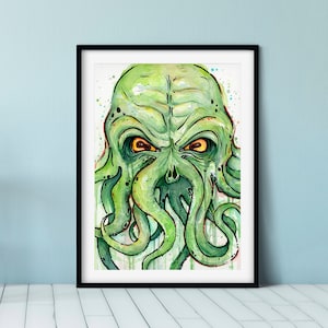 Cthulhu Art, Cthulhu Print, Cthulhu Painting, Cthulhu Wall Art, HP Lovecraft, Watercolor Art Print, Monster, Cthulhu Watercolor Print
