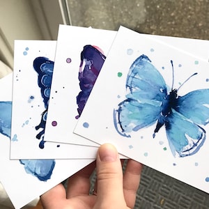 Postkarten, Schmetterling Postkarten Set, Postkarten Set, Schmetterling Karten, Schmetterling Aquarell, Tier Postkarten, Aquarell Karten, Set von 4 Karten