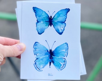 Butterfly Postcards, Blue Butterfly Art, Butterfly Painting, Butterfly Cards, Butterfly Art, Animal Postcards, Blue Butterfly Painting,