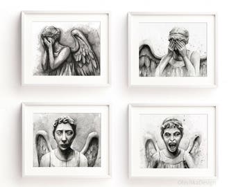 嘆きの天使のアートプリント、嘆きの天使の絵画、ドクター・フーの