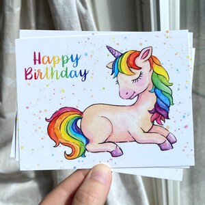 Geburtstag Postkarten, Einhorn Postkarten, Einhorn Geburtstag, Geburtstagskarten, Regenbogen Postkarten, Tier Postkarten, schlafen Einhorn, Karte Set