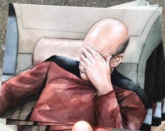 Facepalm Postcards, Facepalm Meme, Facepalm Cards, Funny Postcards, Sci-Fi Postcards, Meme Art