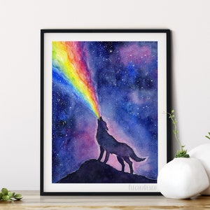 Wolf Aquarell Regenbogen Tier Heulenden Wolf Kunstdruck Etsy Live hintergrundbilder neon tiere fur android apk herunterladen. etsy
