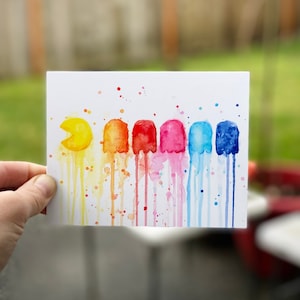 Rainbow Postcards, Conjunto de postales, Arte de videojuegos, Tarjetas de juego retro, Pintura arco iris, Pintura de acuarela, Postales acuarela