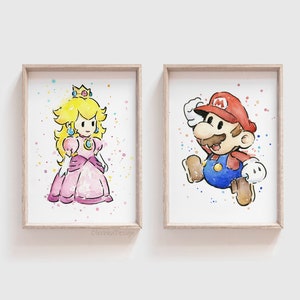 Super Mario 64 Gallery Set ALL 10 Paintings From the Game canvas Prints 