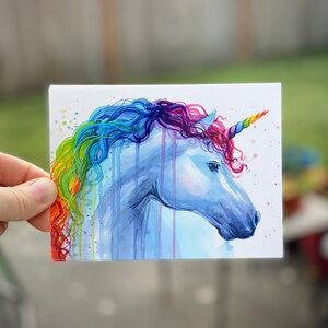 Cartes postales de licorne, Art de la licorne, Cartes postales arc-en-ciel, Peinture de licorne, Cartes postales d’animaux, Licorne arc-en-ciel, Cartes fantaisistes, Ensemble de cartes postales