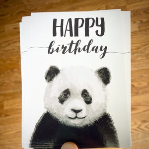 Cartões postais de feliz aniversário, conjunto de 4, cartões postais para crianças, conjunto de cartões postais, cartões postais de panda, animais bebês, cartões de panda, cartões postais de aniversário