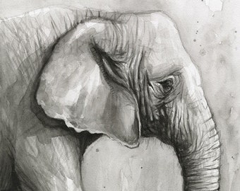Elephant Art, Elephant Wall Art, Elephant Print, Watercolor Elephant, Nursery Wall Art, Elephant Painting, Animal Watercolor, Nursery Print