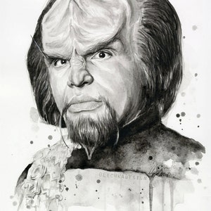 Worf Portrait Worf Art Klingon Sci-Fi Decor Watercolor Painting Giclee Print Sci Fi Art Illustration Geek Decor