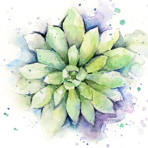 Succulent Watercolor Print, Succulent Art, Watercolor Succulent, Botanical Art, Succulent Gift, Succulent Drawing, Atmospheric Print, Plants