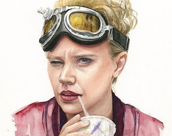 Jillian Holtzmann Art, Watercolor Print, Holtzmann Print, Ghostbusters Art, Ghostbusters Holtzmann Painting, Kate McKinnon Portrait Print