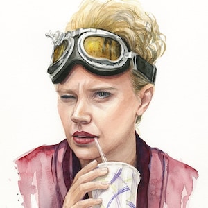 Jillian Holtzmann Art, Watercolor Print, Holtzmann Print, Ghostbusters Art, Ghostbusters Holtzmann Painting, Kate McKinnon Portrait Print