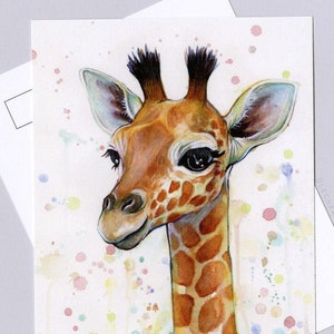 Postcards for Kids, Baby Animal Postcards, Giraffe Postcards, Giraffe Cards, Watercolor Postcards, Animal Cards, Watercolor Animals, image 1