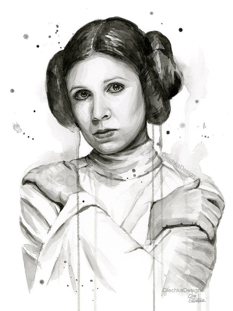 Princess Leia Art Princess Leia Wall Art Princess Leia Art Etsy
