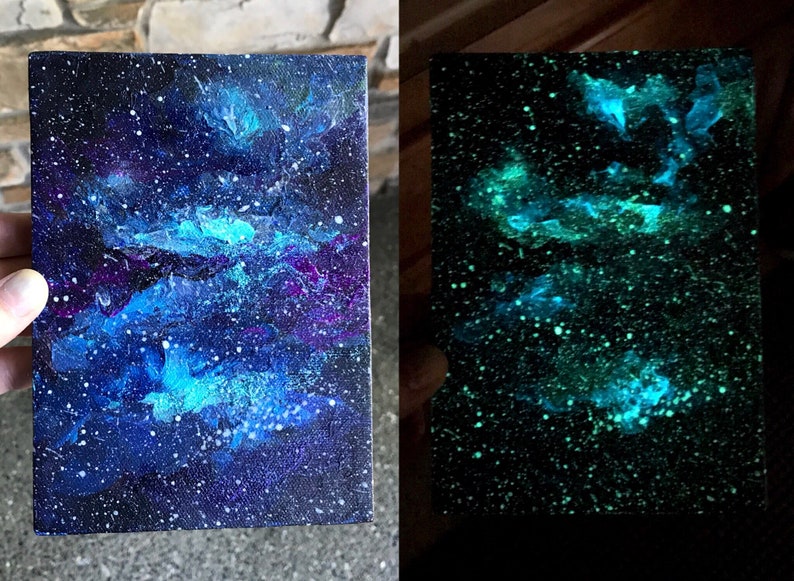 Galaxy Painting Glow in Dark Galaxy Wall Art Acrylic Etsy