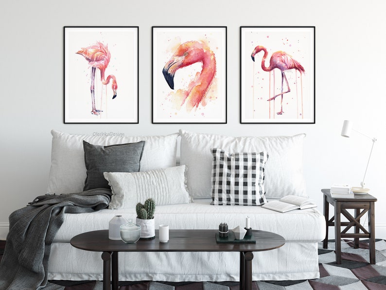 Flamingo Watercolor Painting, Flamingo Art Print, Flamingo Wall Art, Bird Animal Wall Art, Flamingo Home Decor, Tropical Pink Flamingo Art image 8