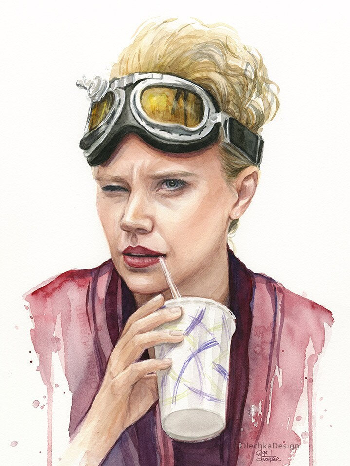 Jillian Holtzmann Art, Watercolor Print, Holtzmann Print, Ghostbusters Art, Ghostbusters Holtzmann Painting, Kate McKinnon Portrait Print